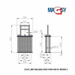Magnetic grid / finger magnet MR 300x300x120/9 VVM-4-80-PL-MODEL 1